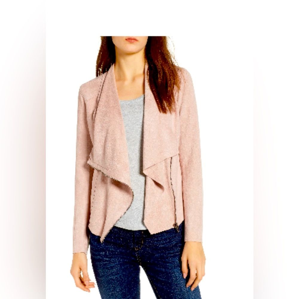 BLANKNYC FAUX SUEDE DRAPE JACKET DUSTY PINK COLOR XS